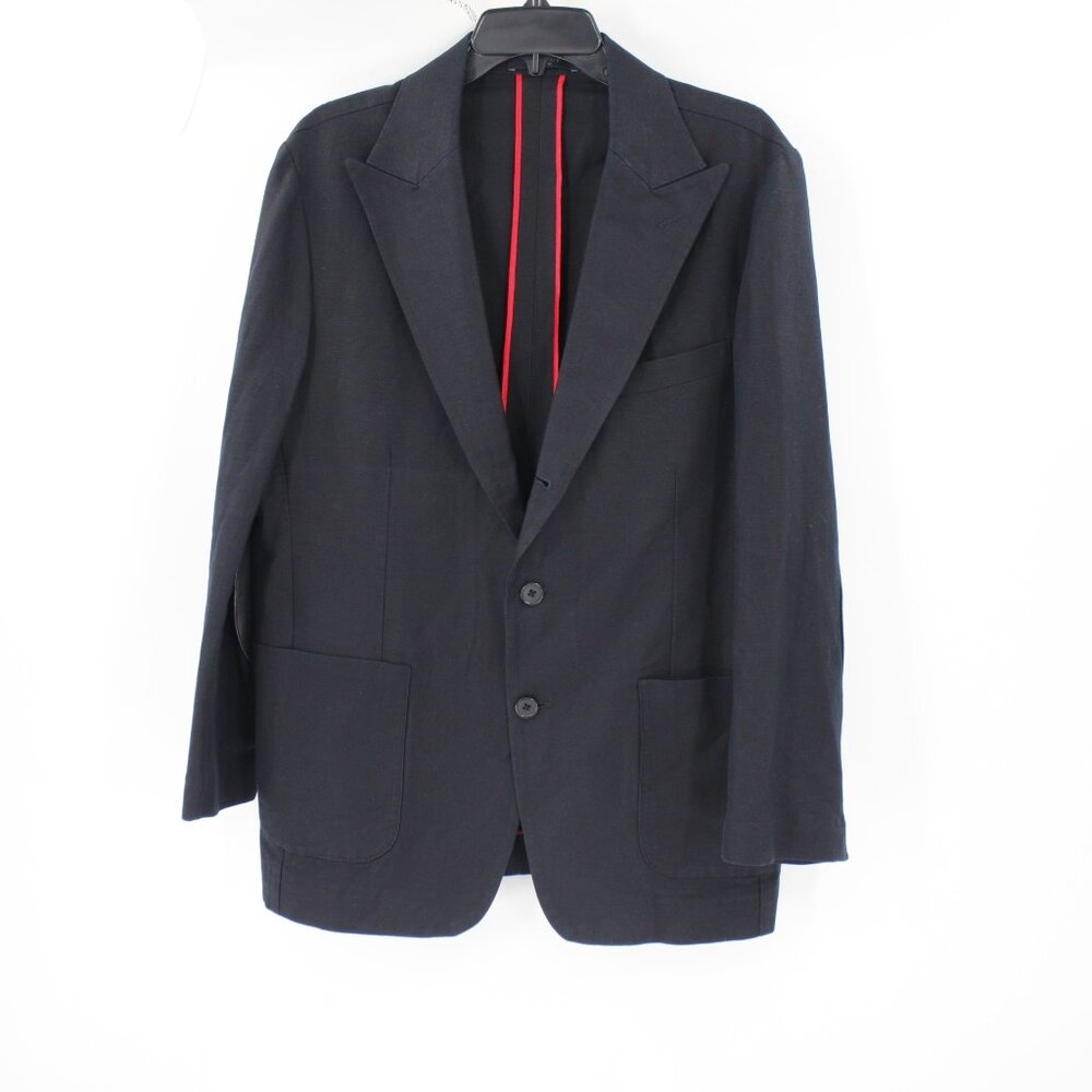 Studiosuits Sport Coat Men 42R Unstructured Linen Peak lapel Patch pockets black